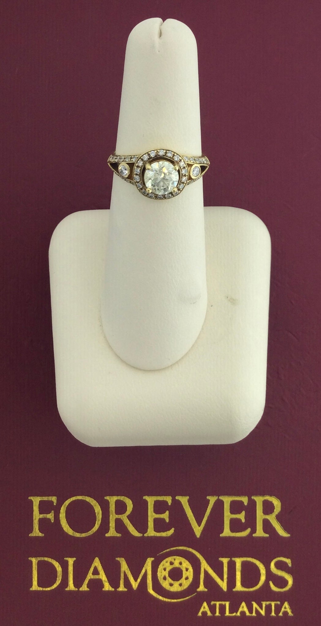 14K Yellow Gold 0.90 Carat Center Stone 0.50CTW Diamond Ring