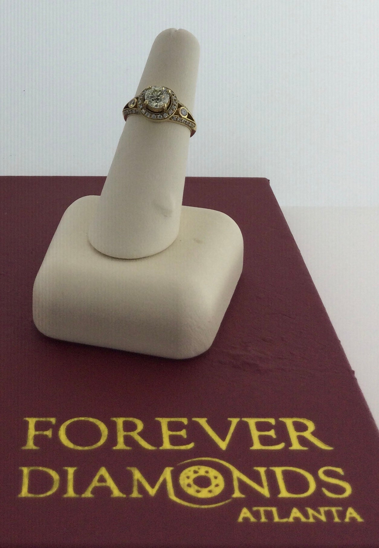 14K Yellow Gold 0.90 Carat Center Stone 0.50CTW Diamond Ring