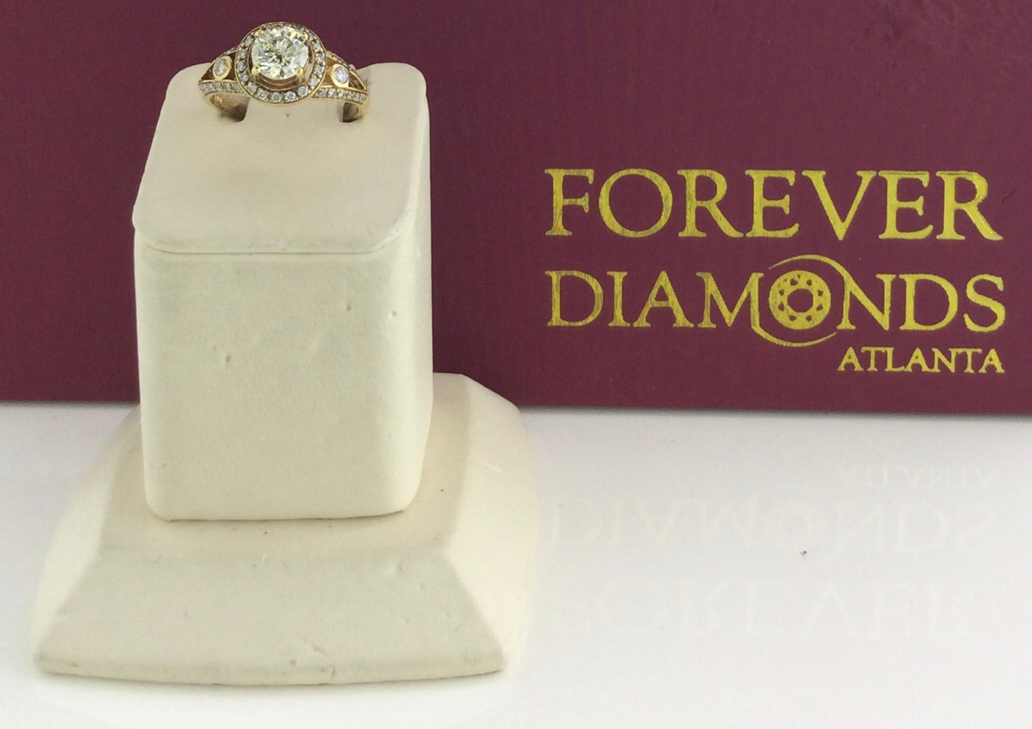 14K Yellow Gold 0.90 Carat Center Stone 0.50CTW Diamond Ring