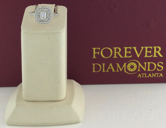 14K White Gold 0.40 Carat Center Stone 1CTW Diamond Ring