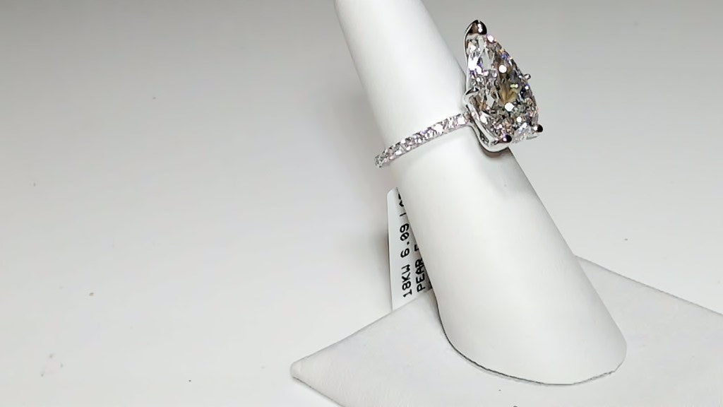 **6.09ct Pear Lab-Grown Diamond 18K White Gold Engagement Ring**