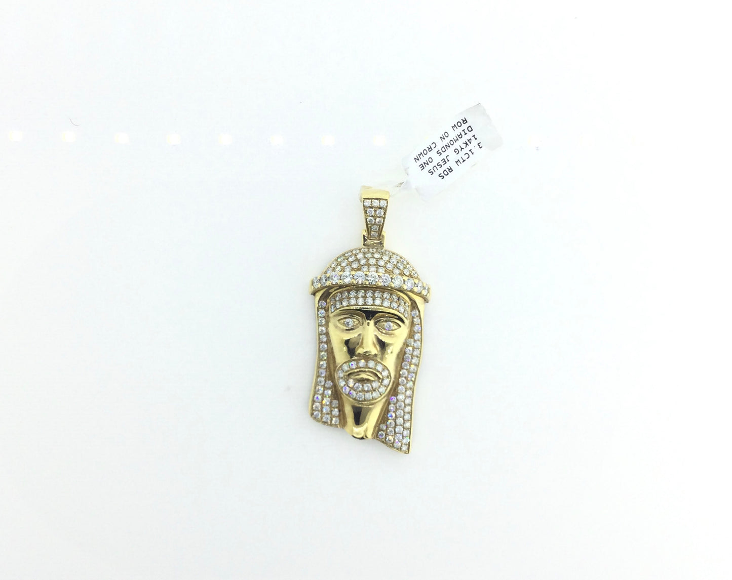 14K Yellow Gold 3.1CTW Jesus Diamonds One Row On Crown