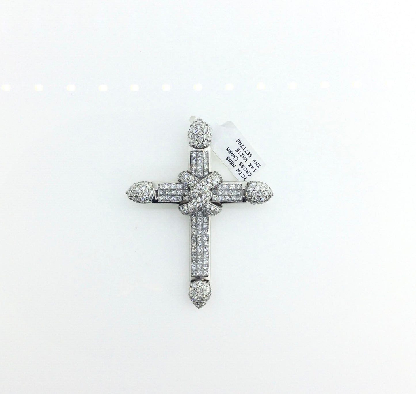 14K White Gold 7CTW Cross Charm