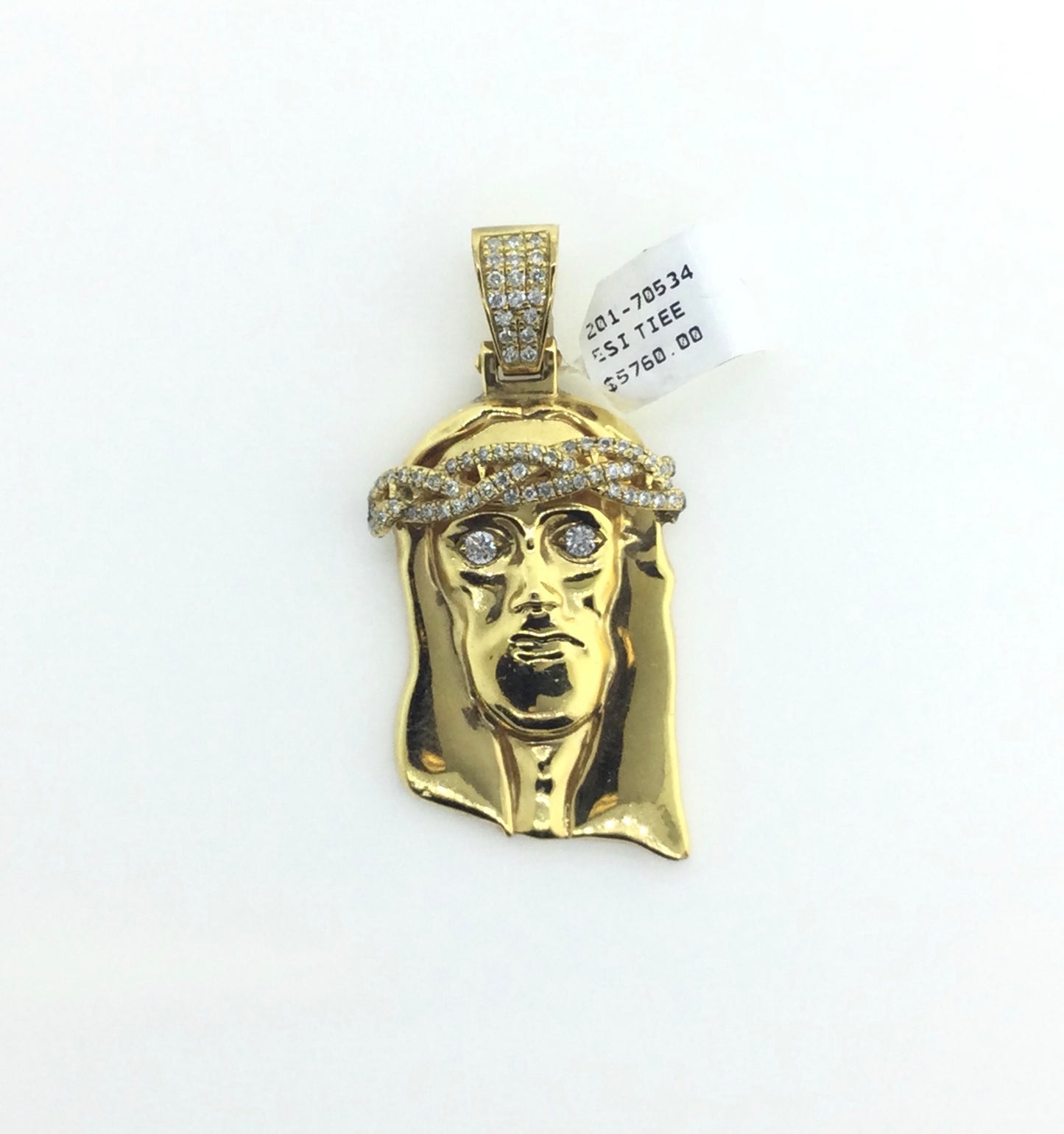 14K Yellow Gold 1CTW Jesus Head Charm