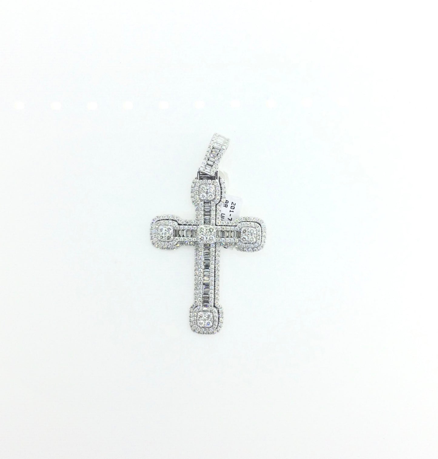 14K White Gold 3.28CT Cross Charm