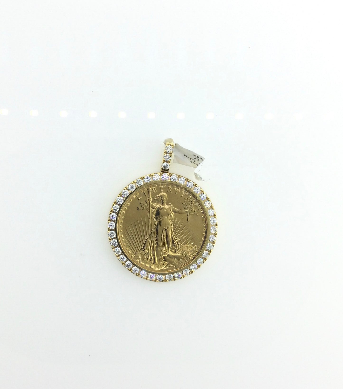 10K Yellow Gold 3.5CT Diamond 1OZ Coin Statue Of Liberity Charm
