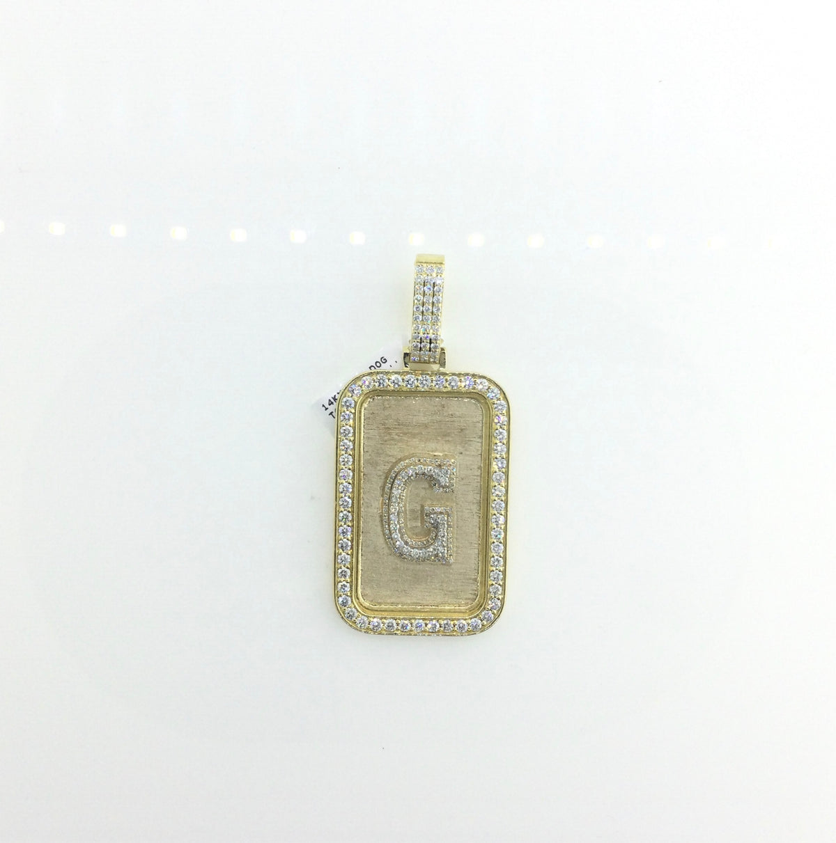 14K Yellow Gold 2CT Dog Tag In "T" Charm
