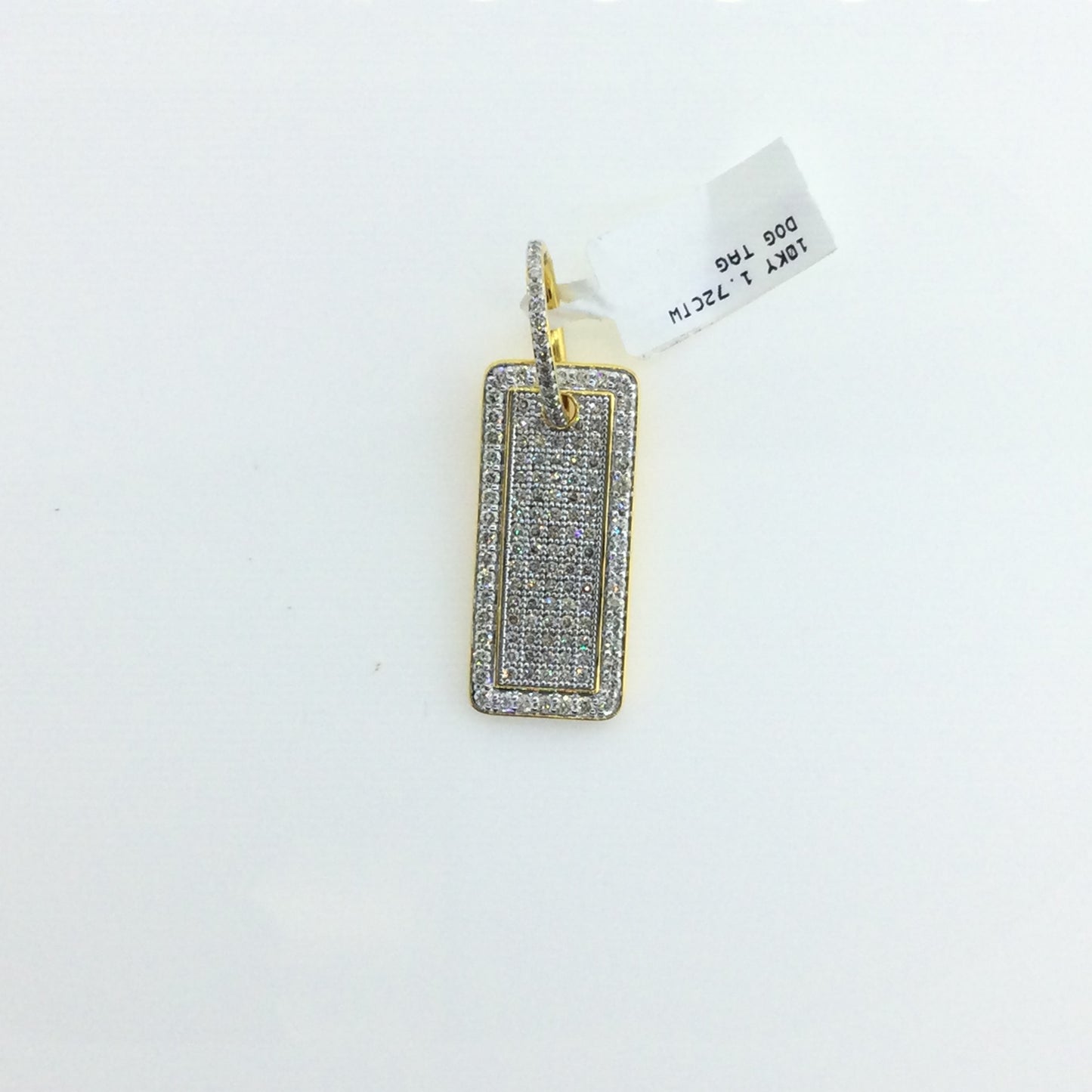 10K Yellow Gold 1.72CTW Dog Tag Charm