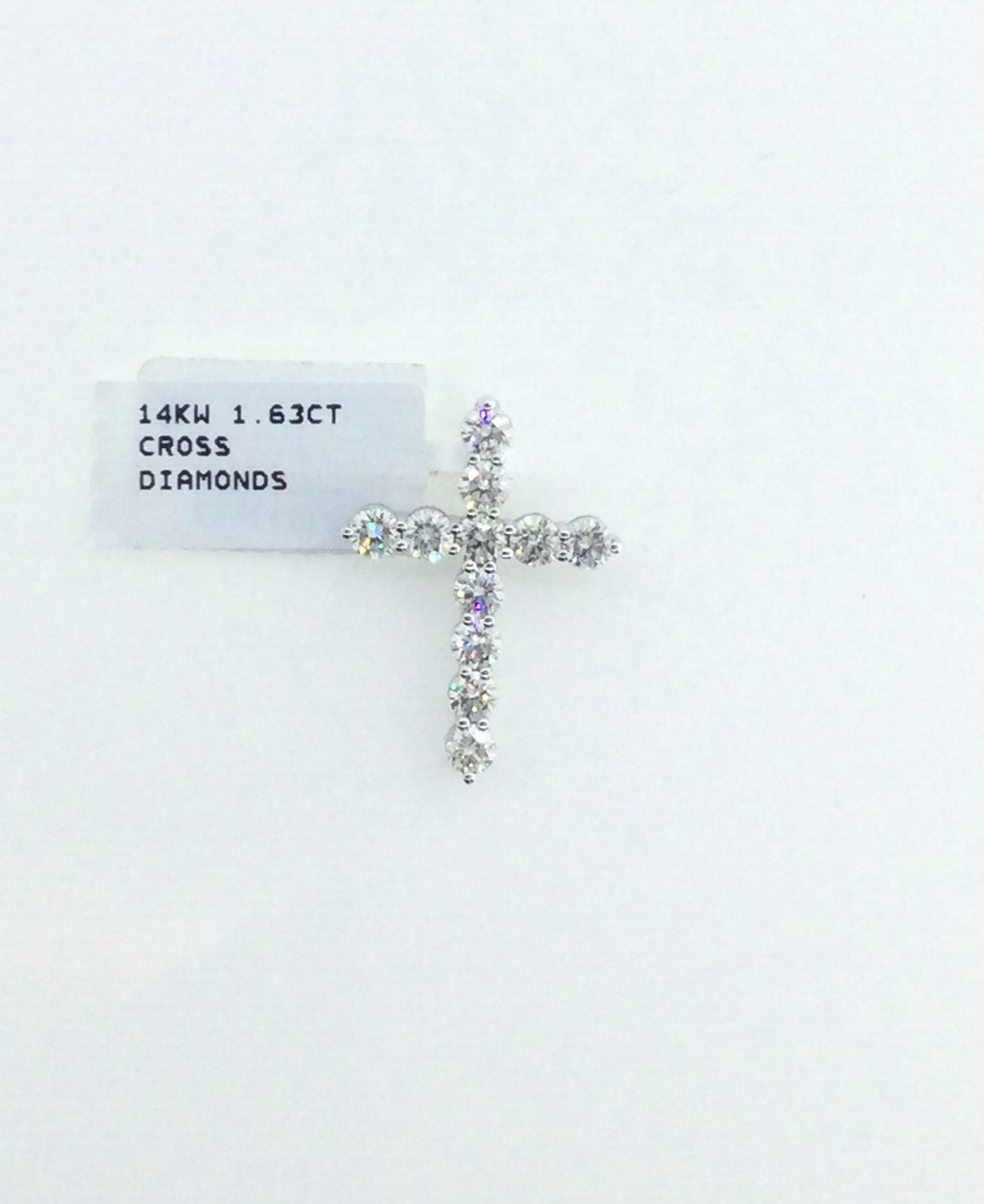 14K White Gold 1.63CT Cross Diamond Charm