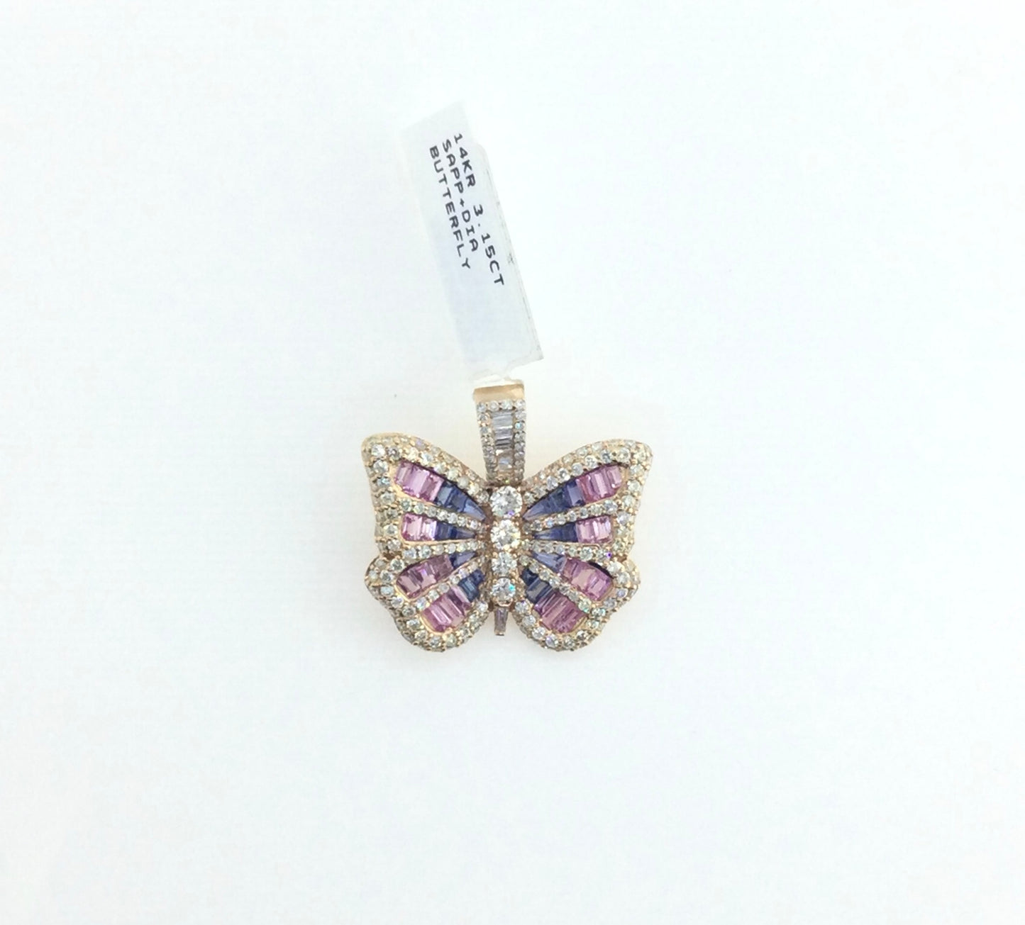 14K Rose Gold 3.15CT Diamond Butterfly Charm