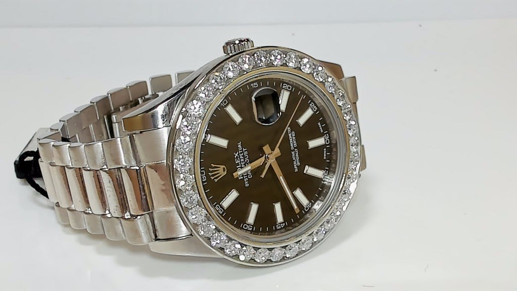 Rolex Datejust 41mm Black Dial Diamond Bezel 18K White Gold