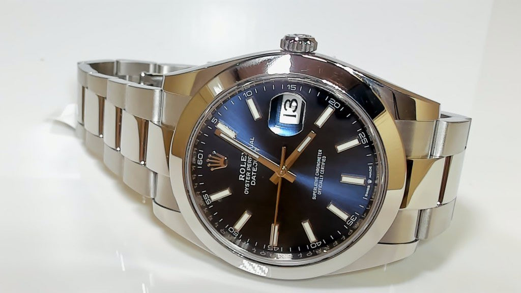 **Rolex Datejust 41 Blue Dial 126300 Smooth Bezel Oystersteel Watch**