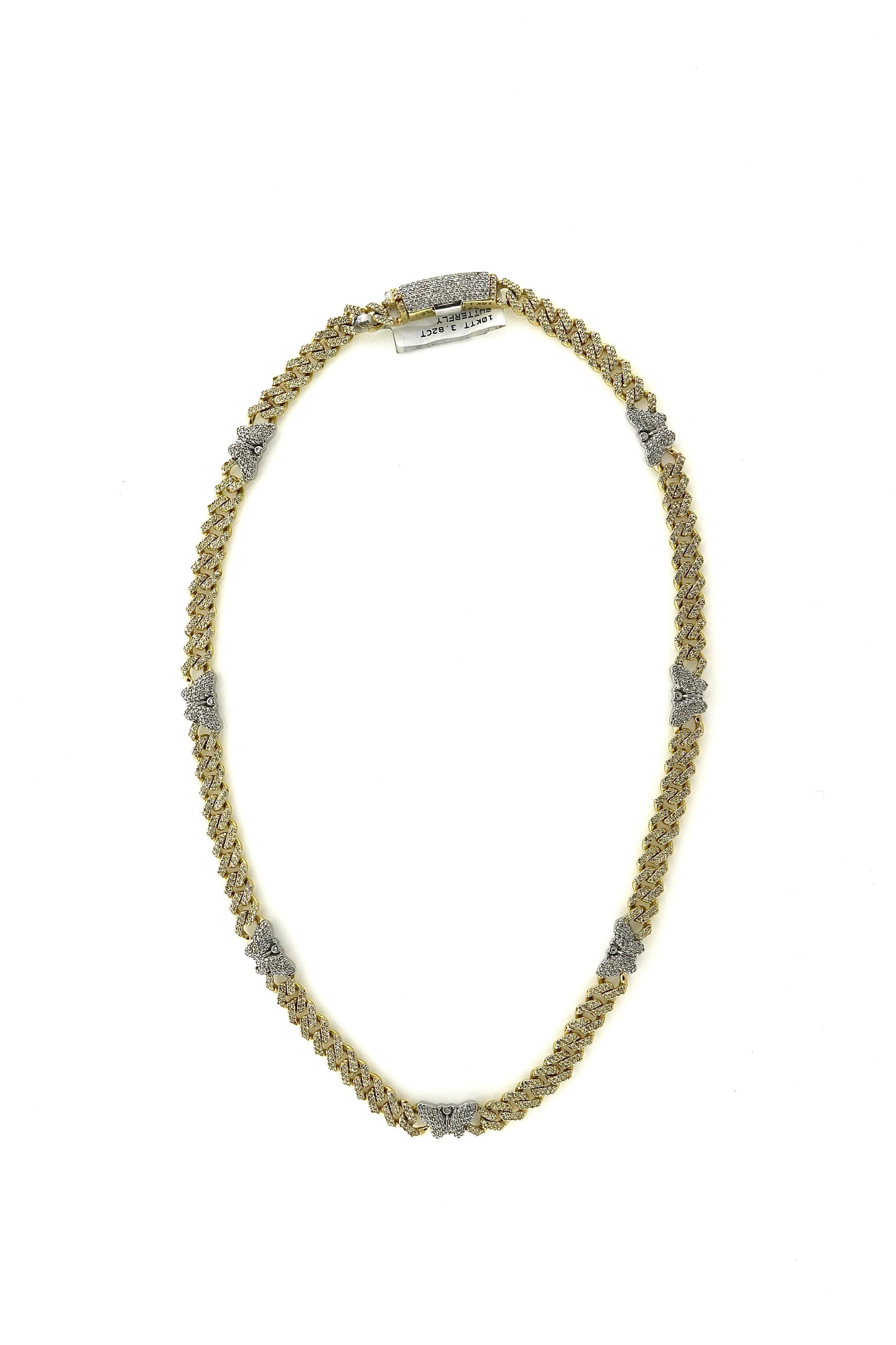 10K Two Tone 3.82CT Diamond Butterfly Necklace