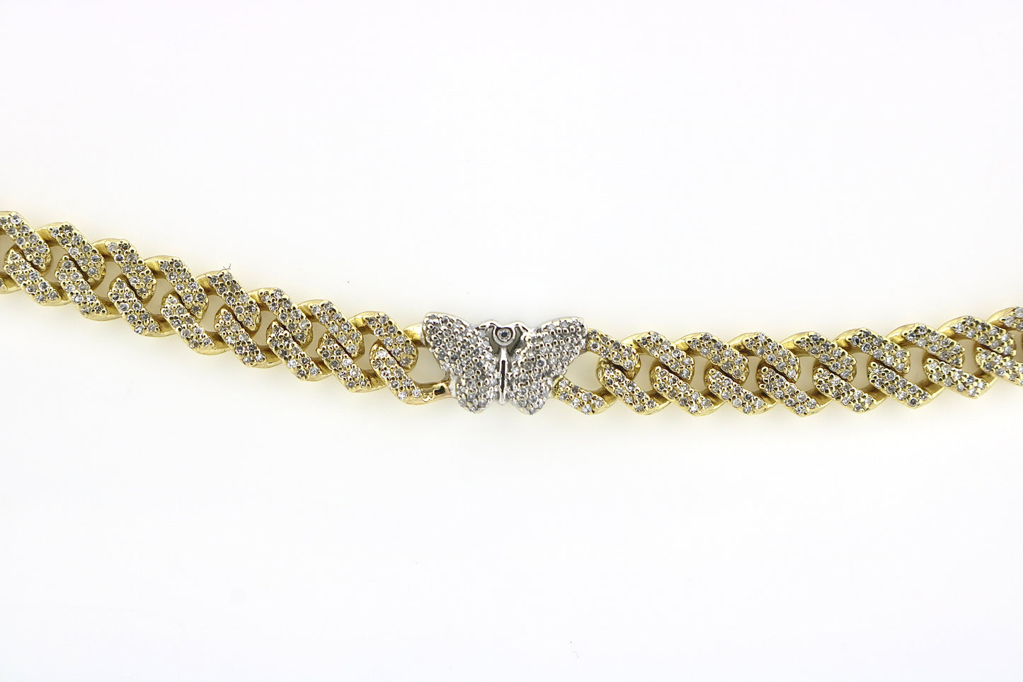 10K Two Tone 3.82CT Diamond Butterfly Necklace
