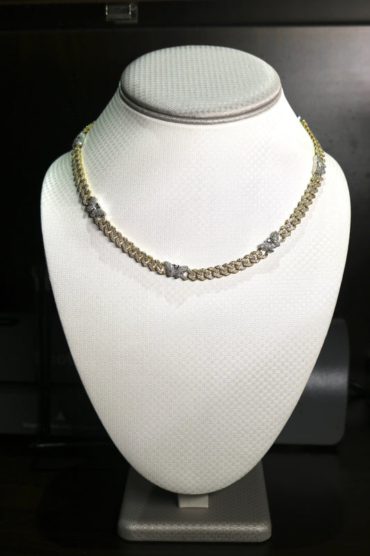 10K Two Tone 3.82CT Diamond Butterfly Necklace