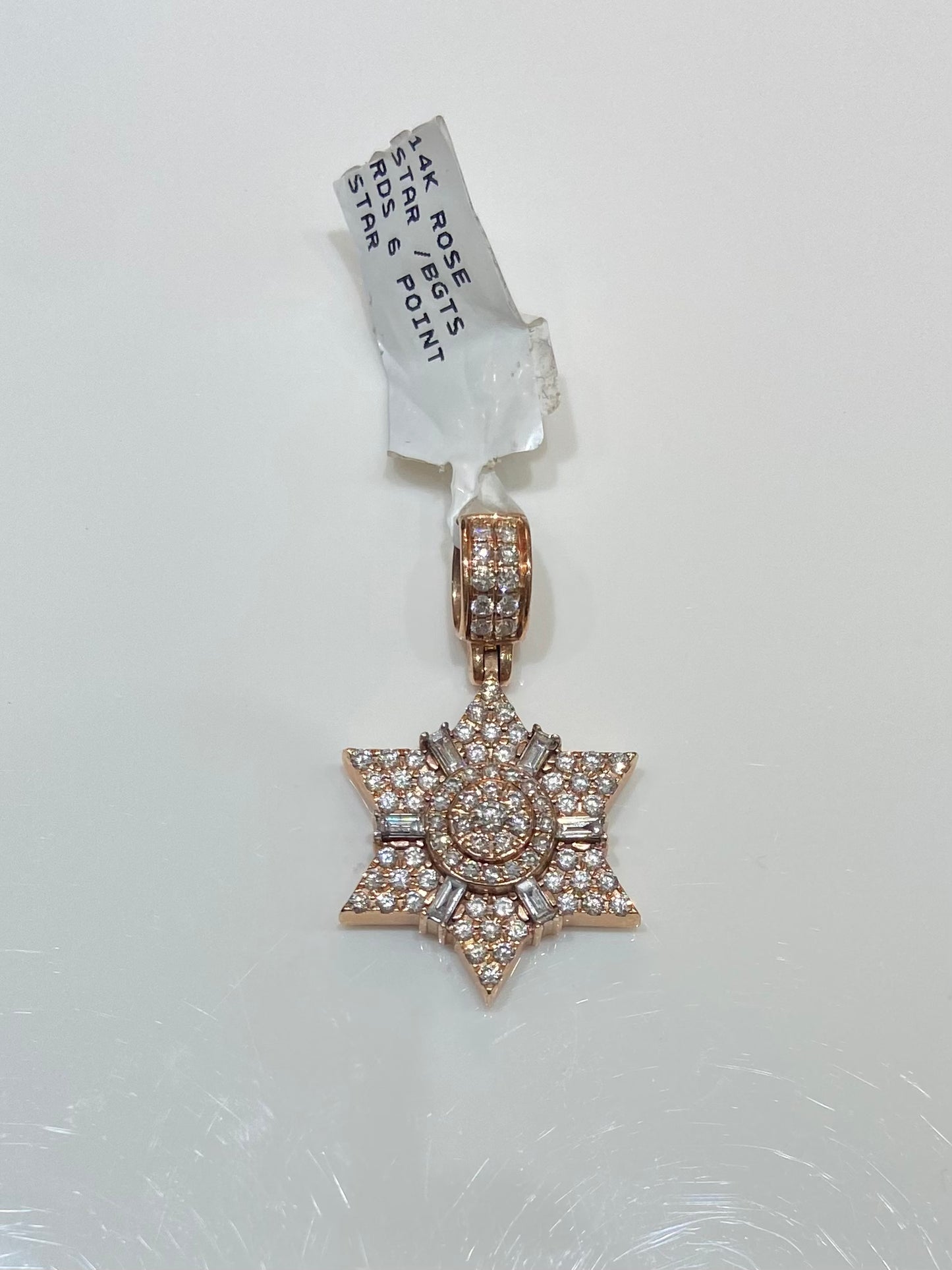 14K Rose Gold Baguette 6 Point star