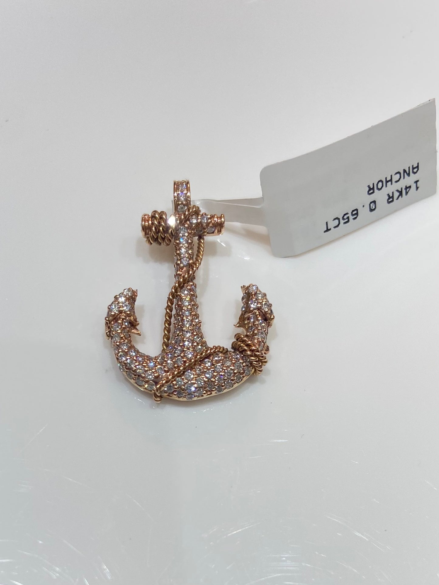 14K Rose Gold 0.65CT Anchor Charm
