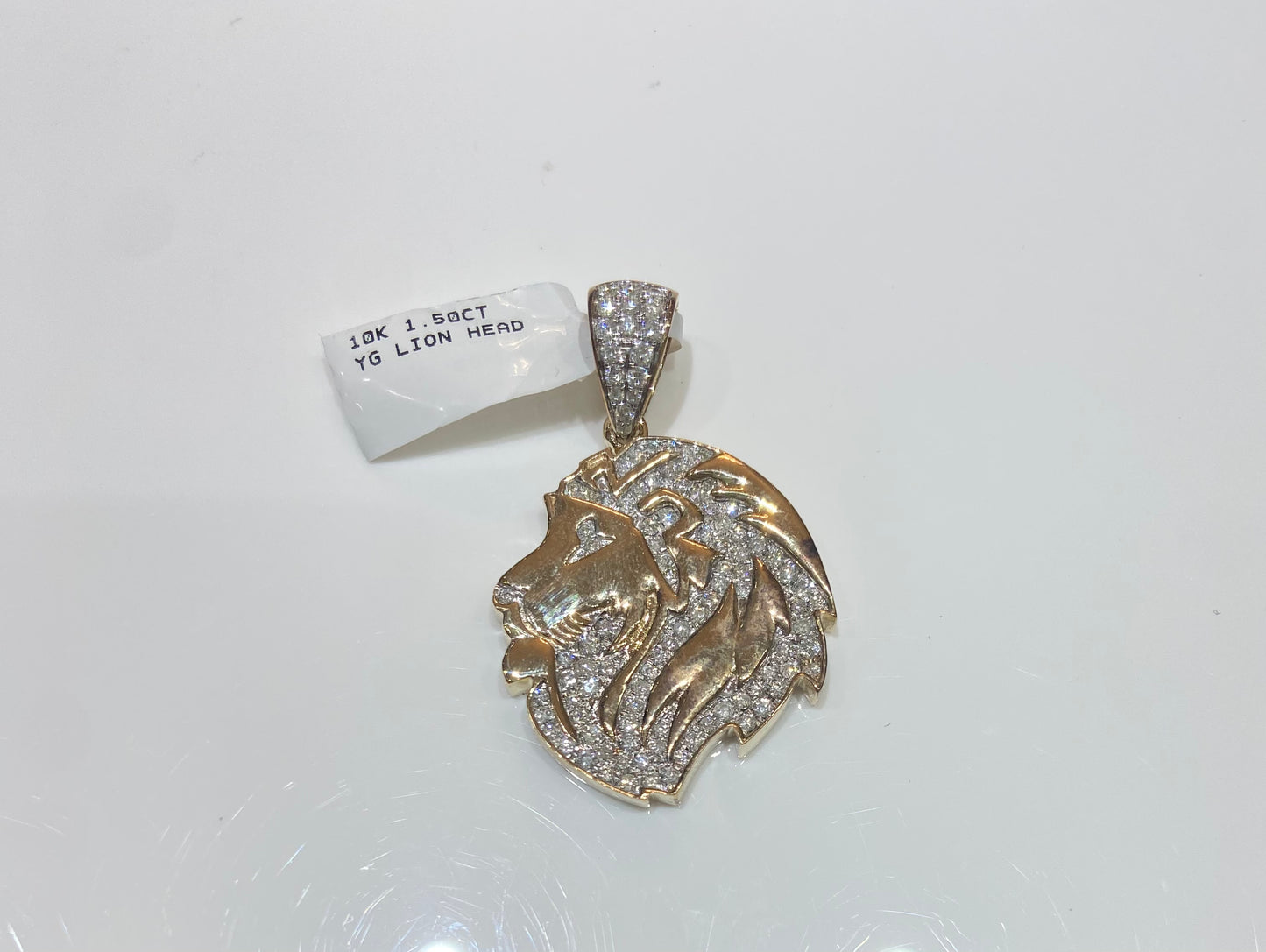 10K Yellow Gold 1.50CT Lion Head Charm
