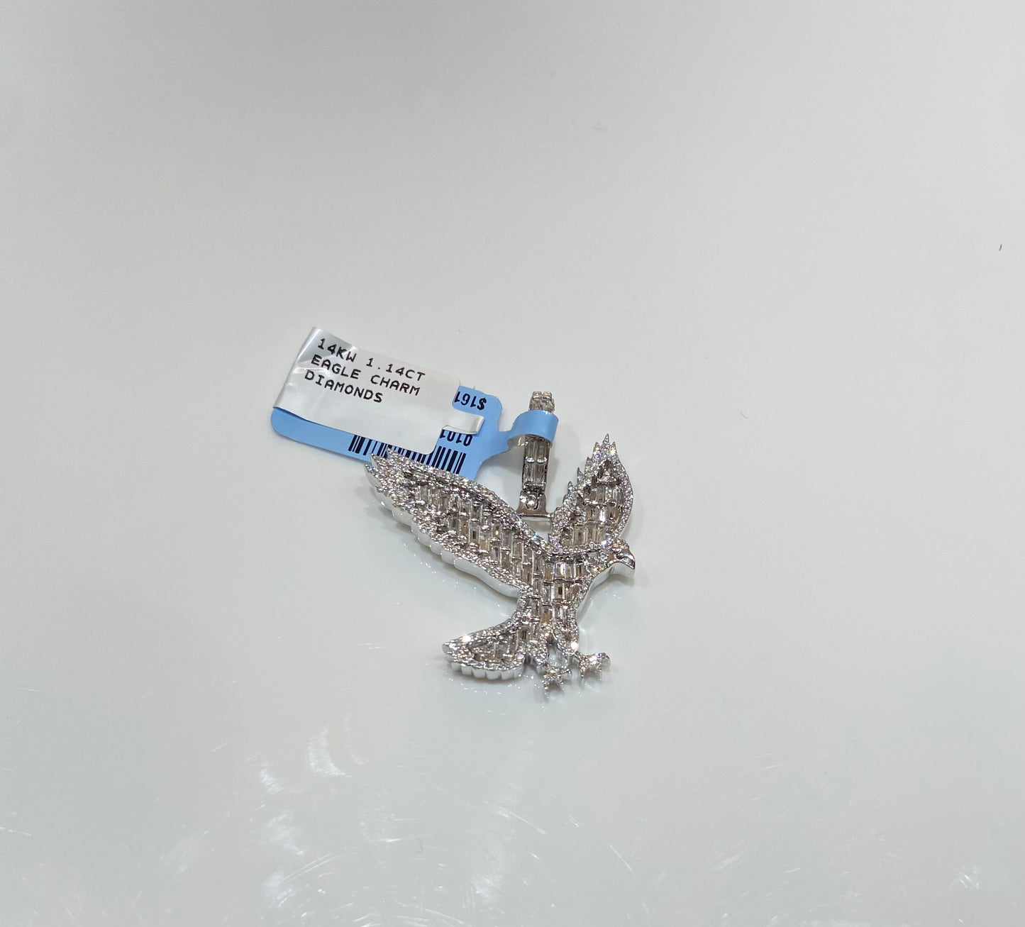 14K White Gold 1.14CT Eagle Diamond Charm