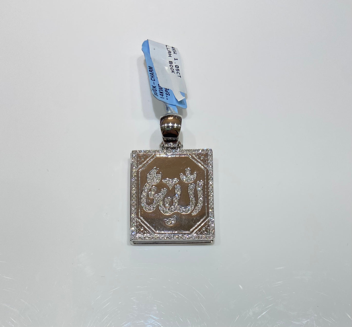 14K White Gold 1.05CT Allah Book Charm
