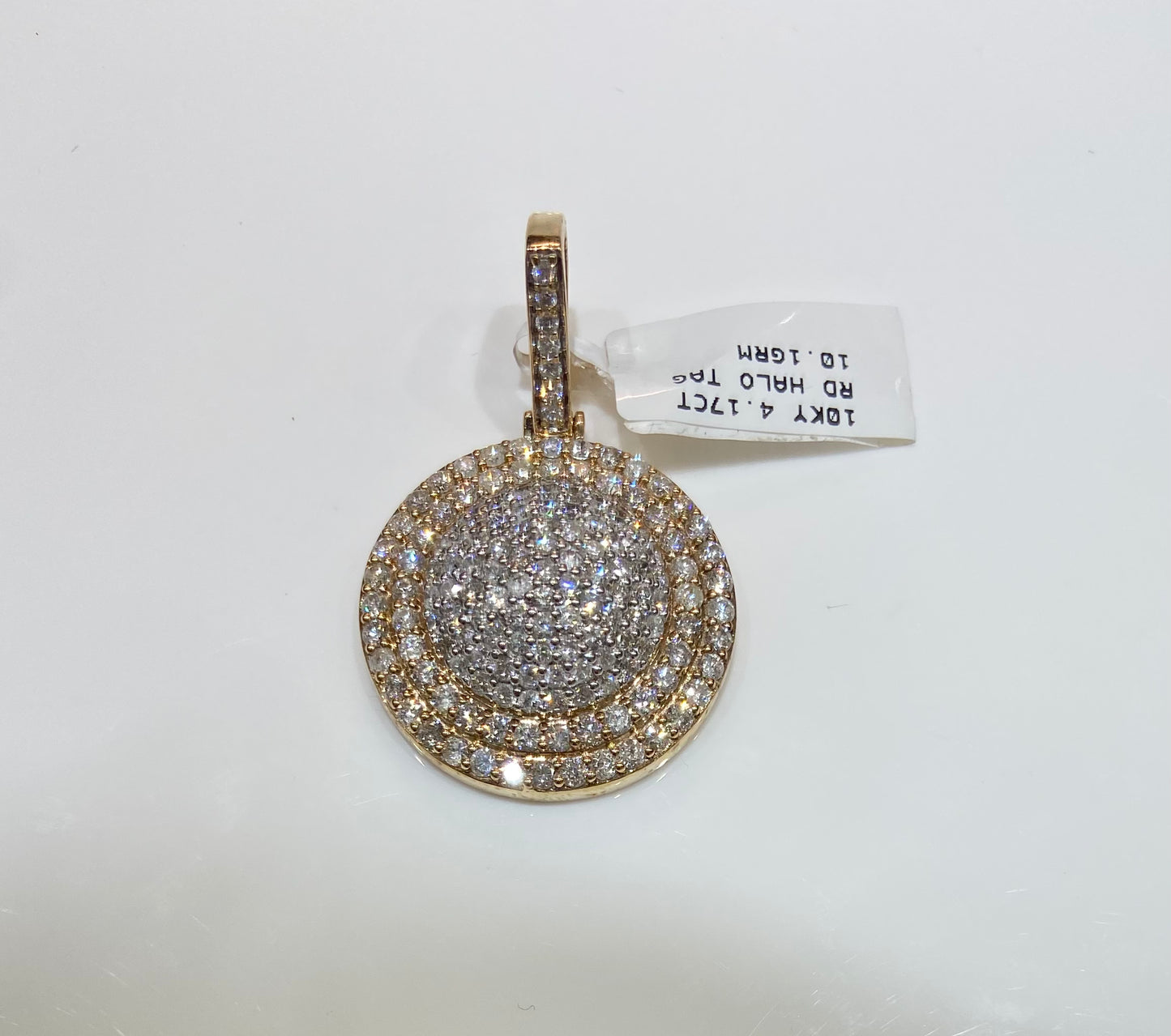 10K Yellow Gold 4.17CT Round Halo Tag