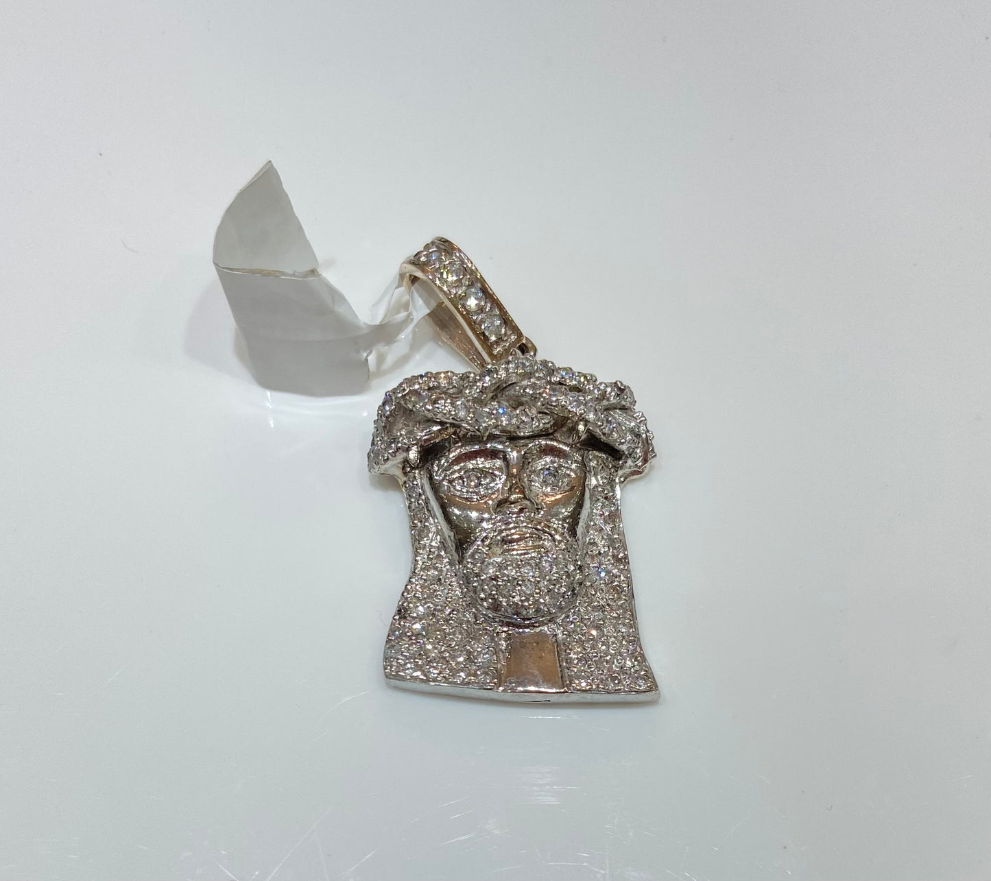 14K White Gold 1.50CT Jesus Head Charm