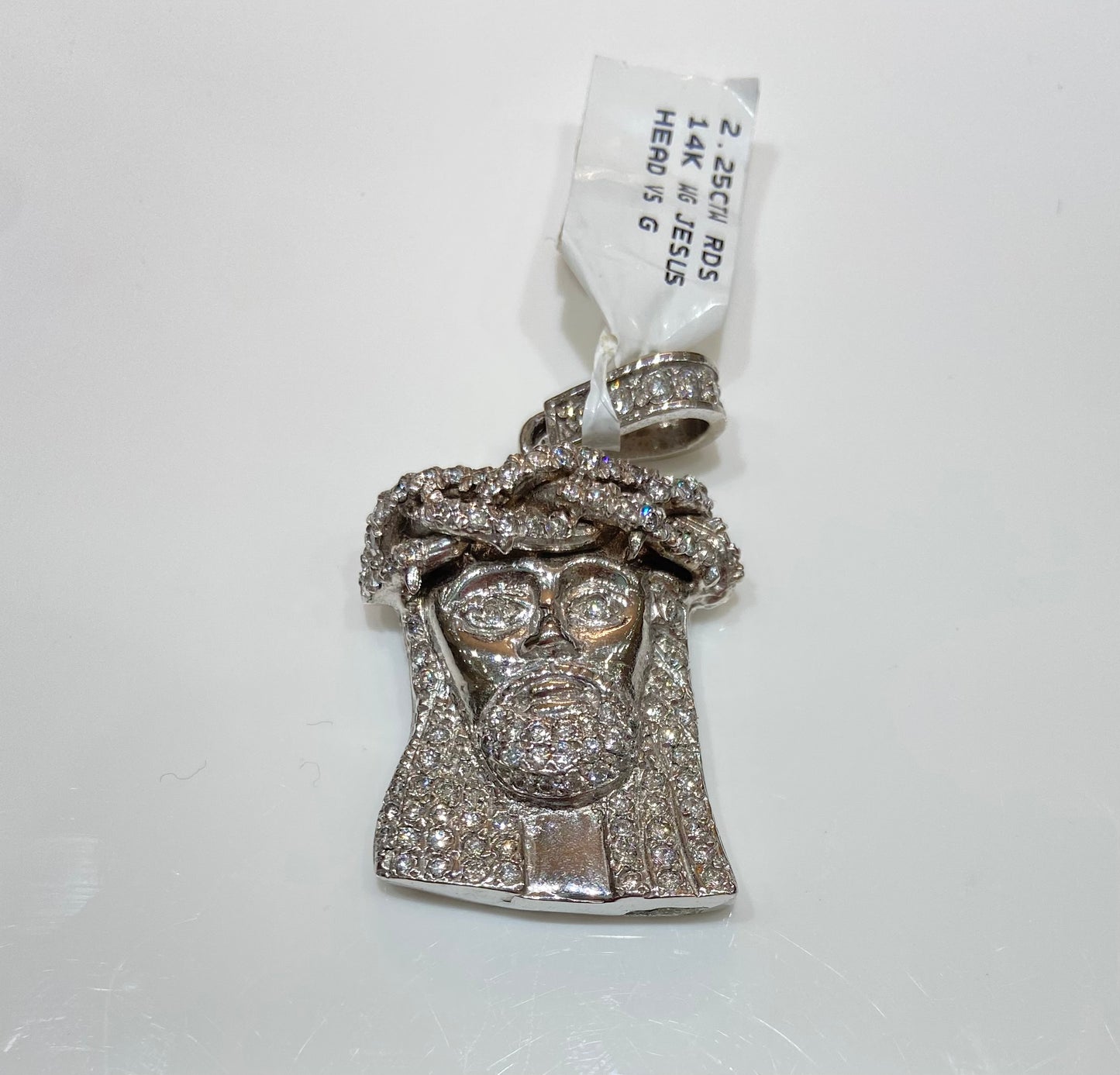 14K White Gold 2.25CTW Rounds Jesus Head VS Clarity G Color