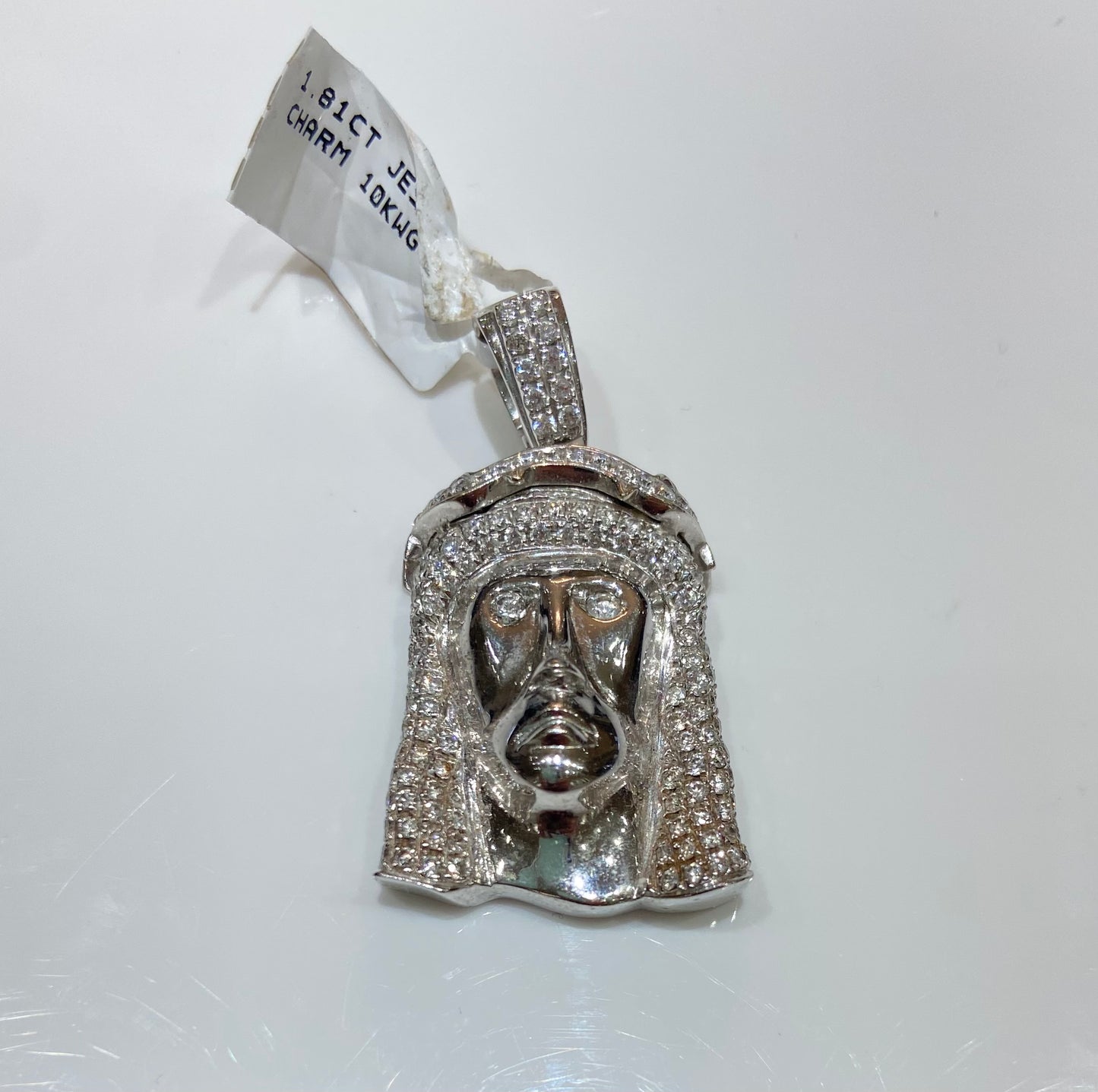 10K White Gold 1.81CT Jesus Charm