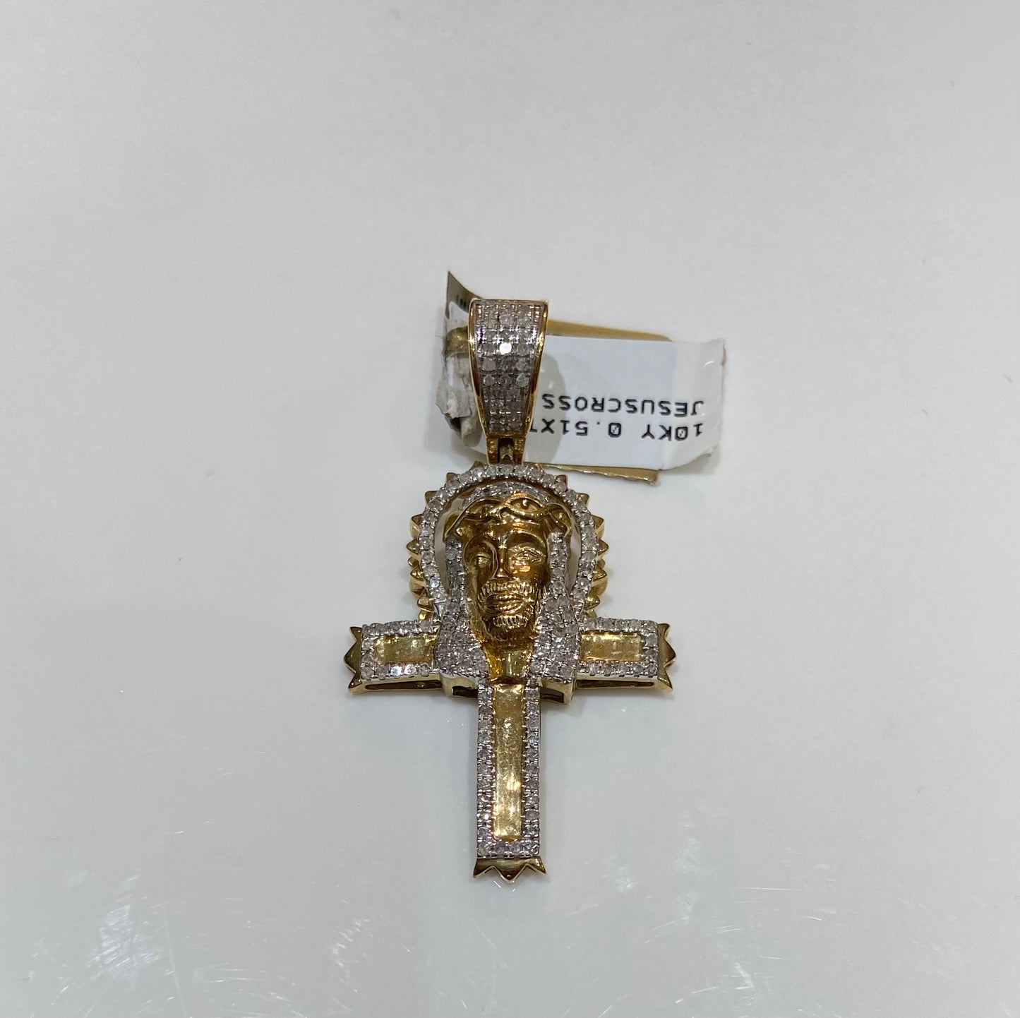10K Yellow Gold 0.51CT Jesus Cross Charm