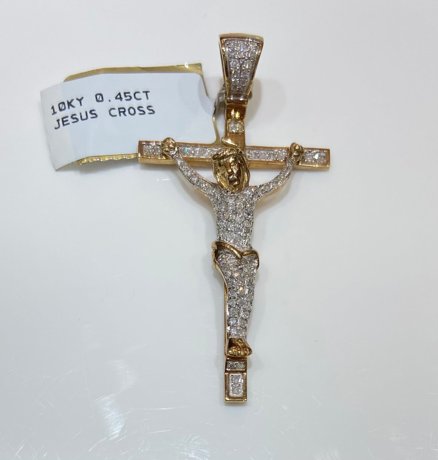 10K Yellow Gold 0.45CT Jesus Cross Charm