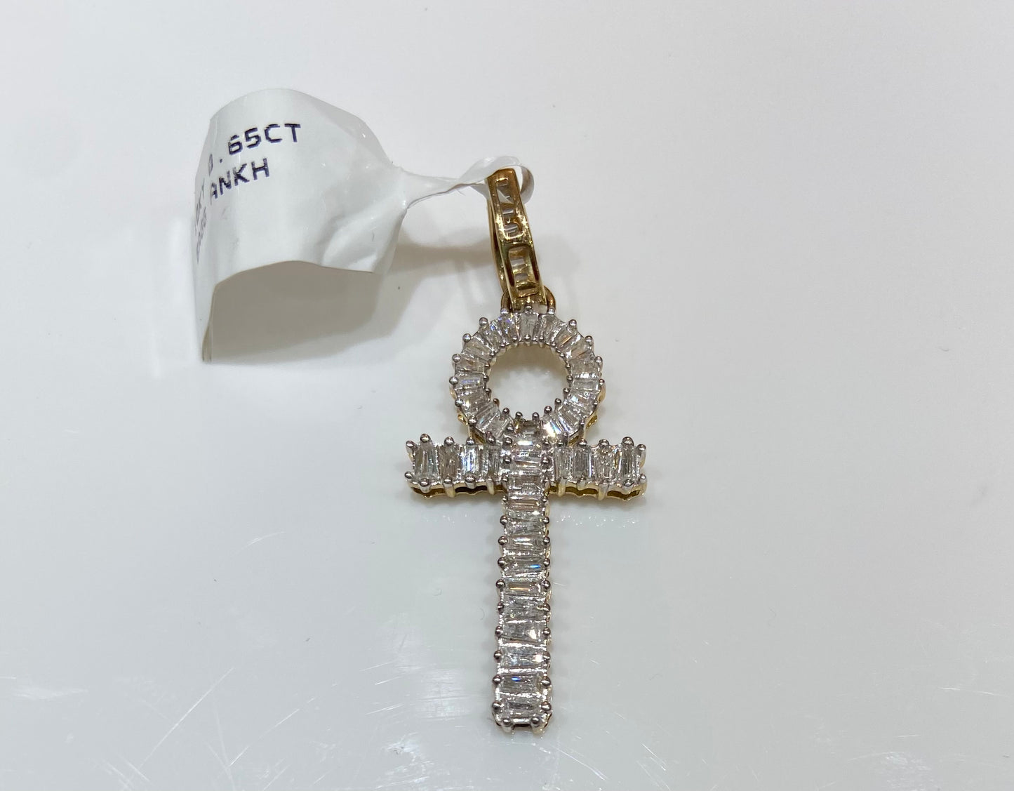 10K Yellow Gold 0.65CT Baguette Ankh Charm