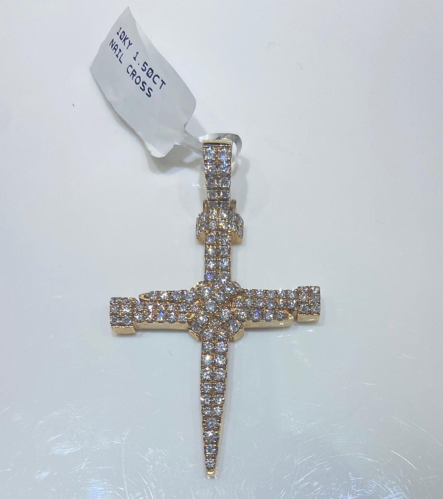 10K Yellow Gold 1.50CT Nail Cross Charm