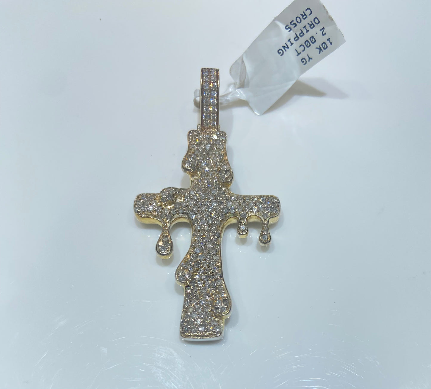 10K Yellow Gold 2.00CT Dripping Cross