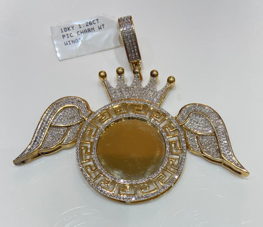 10K Yellow Gold 1.26CT Picture Charm With Wings