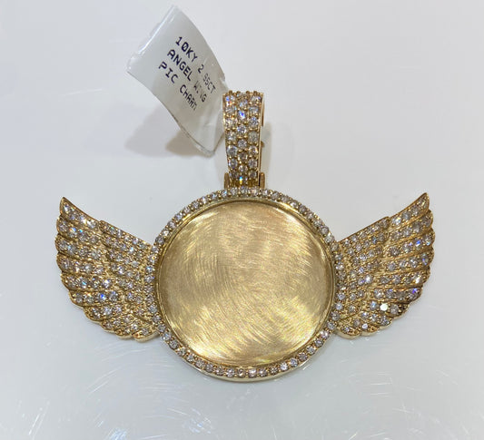 10K Yellow Gold 2.95CT Angel Wing Picture Charm