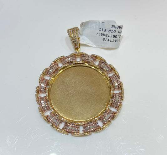 10K TT Yellow/Rose Gold 2.05CT Baguette/Round Diamond Picture Frame