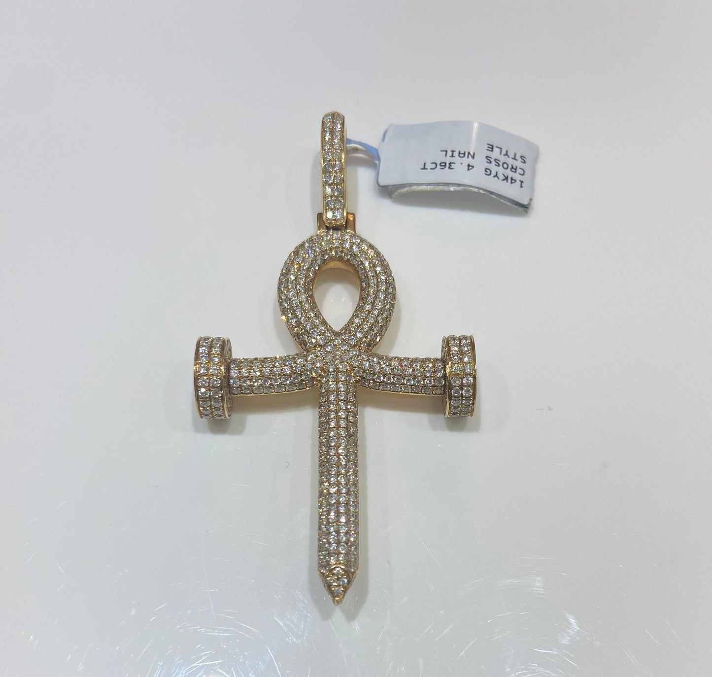 14K Yellow Gold 4.36CT Cross Nail Style Charm