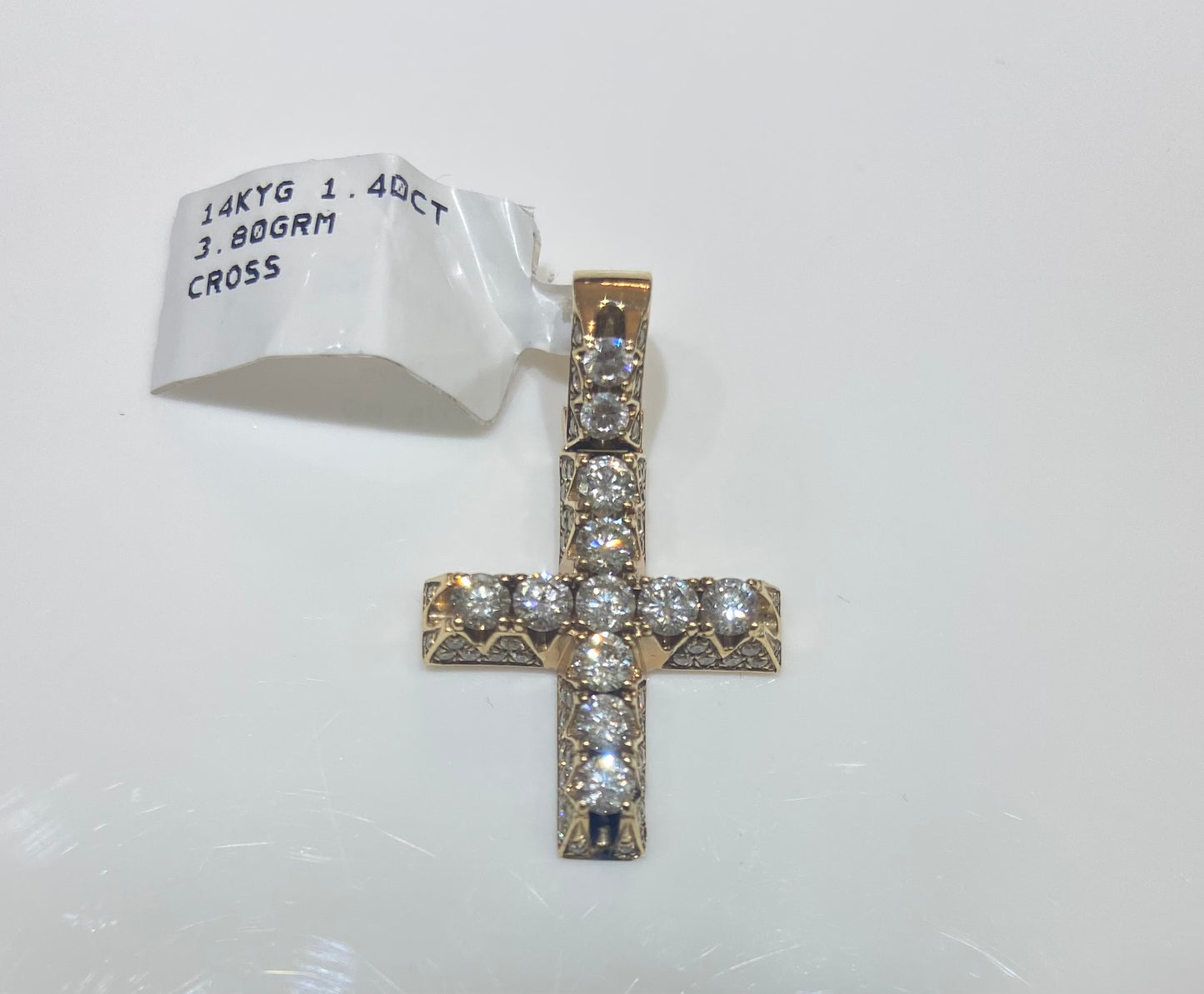 14K Yellow Gold 1.40CT Cross Charm