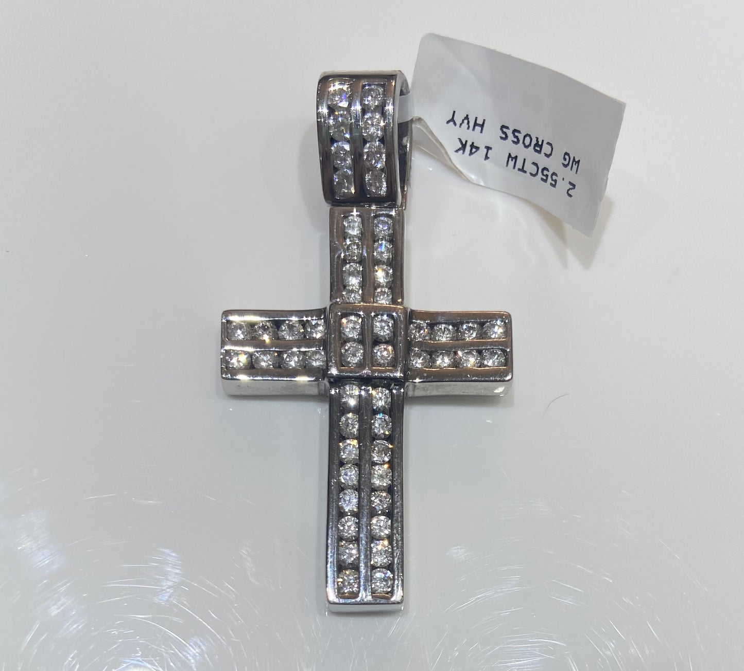 14K White Gold 2.55CTW Cross Charm