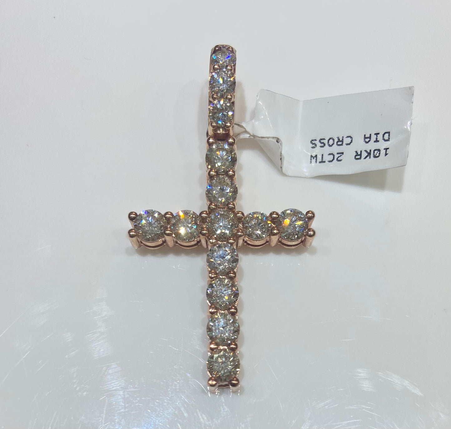 10K Rose Gold 2CTW Diamond Cross
