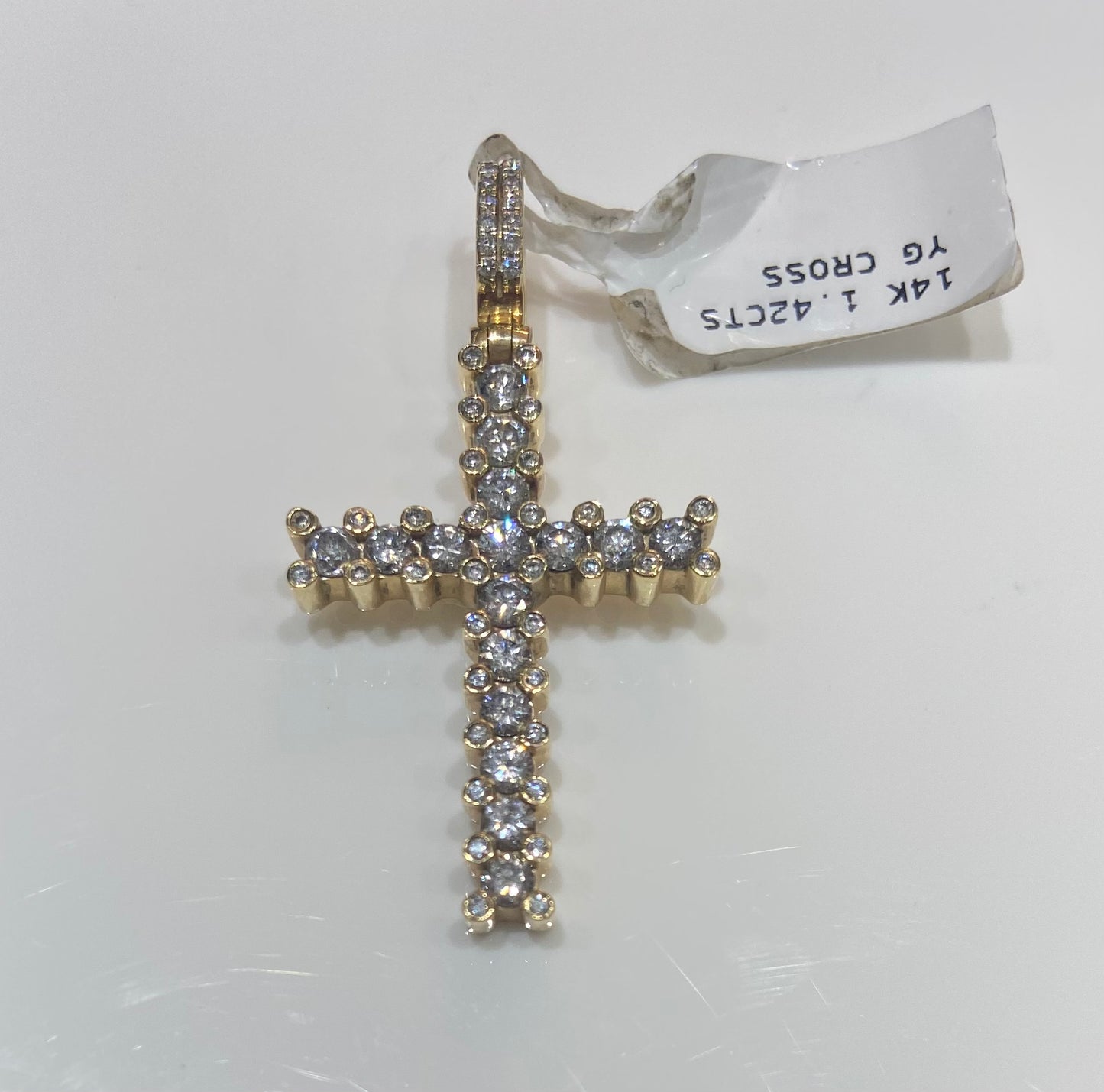 14K Yellow Gold 1.50CT Cross Charm