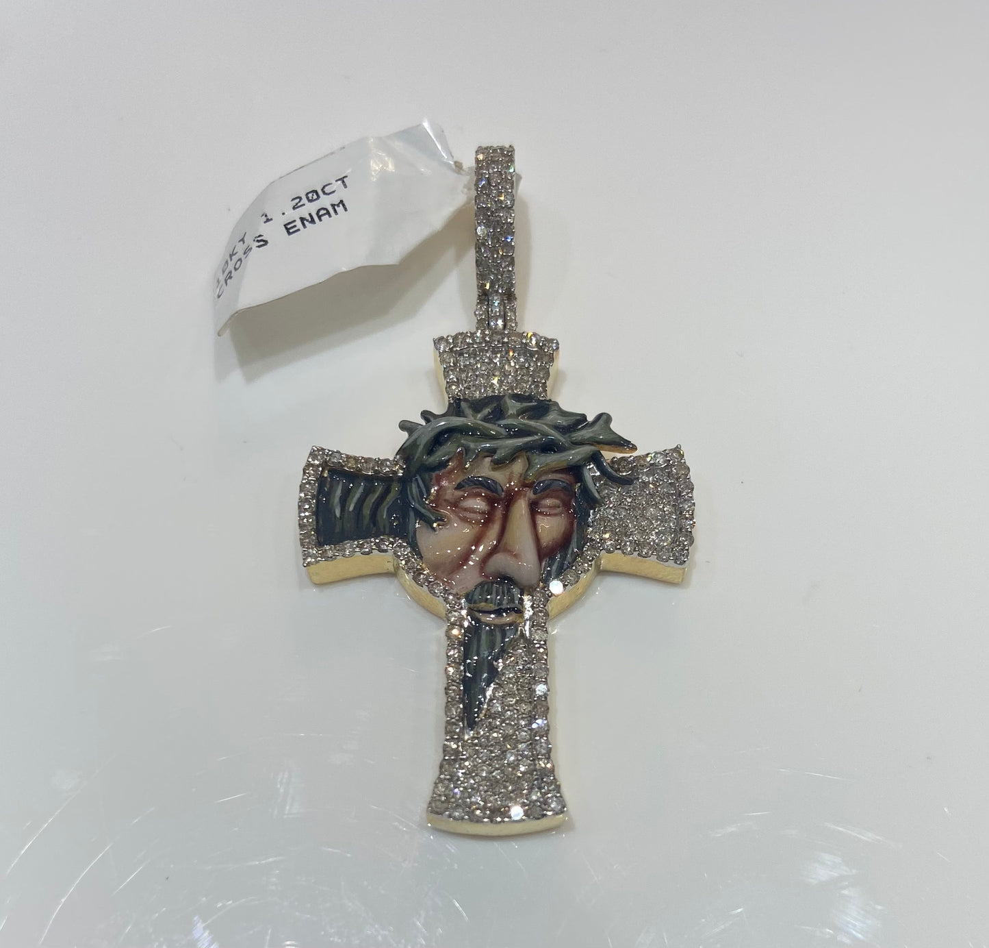 10K Yellow Gold 1.20CT Cross Charm Enam