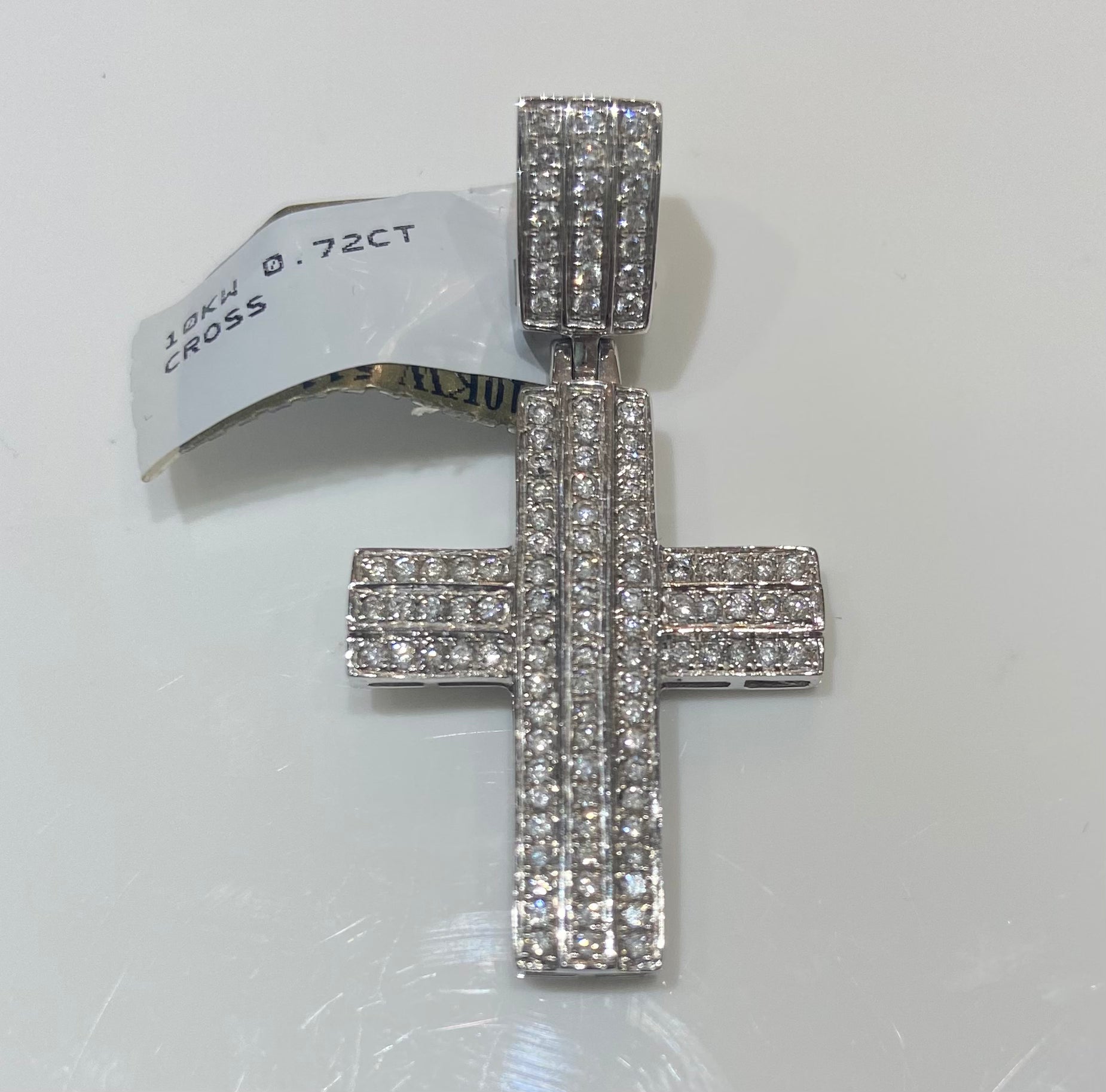 BRAND NEW 10K White online Gold Rhodium Plated Cross Charm - Model: 10WC47