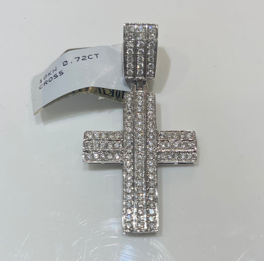 10K White Gold 0.72CT Cross Charm