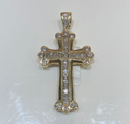 Customized 2CT Baguette/Round Cross Charm
