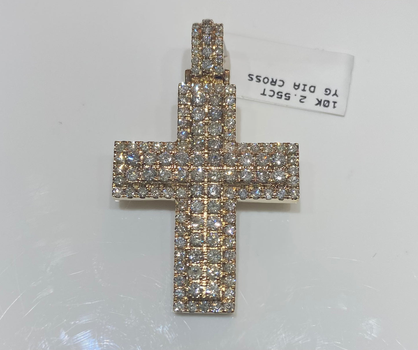 10K Yellow Gold 2.55CT Diamond Cross Charm