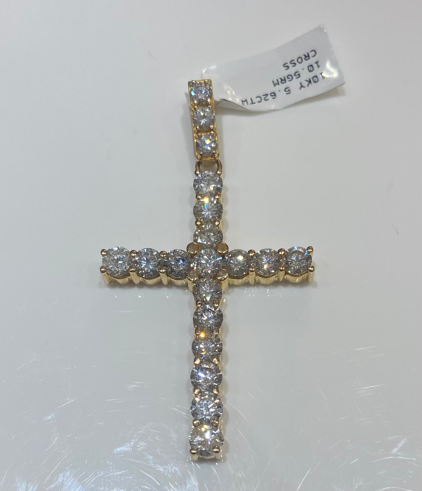 10K Yellow Gold 5.62CTW 10.5GRM Cross Charm