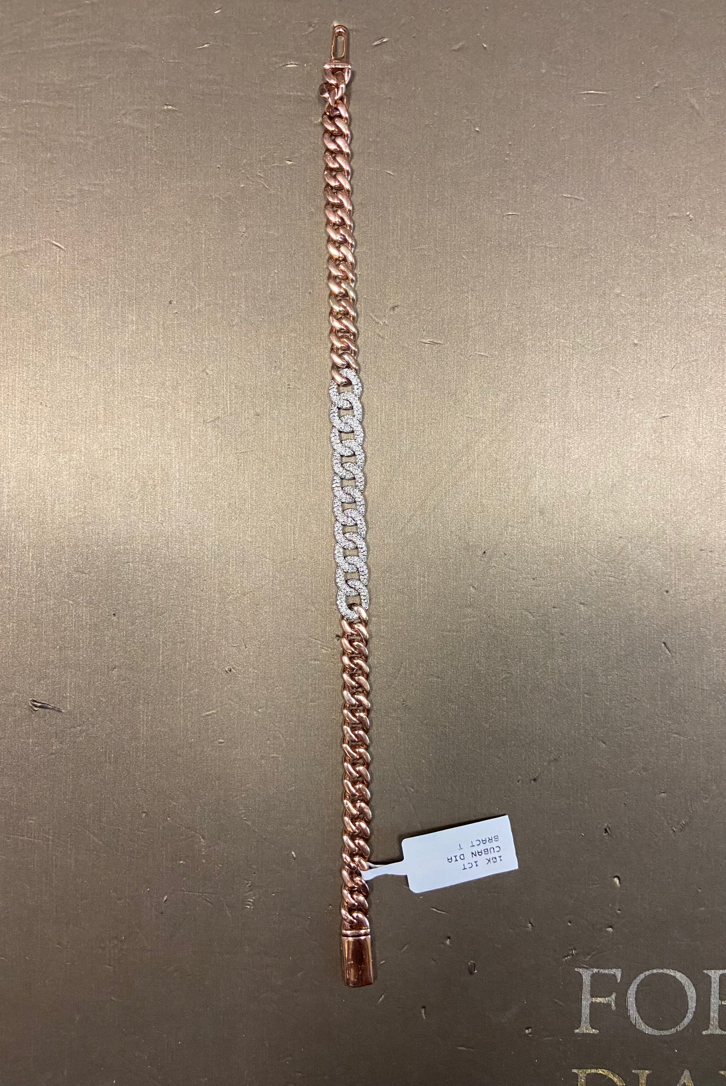 10K 1CT Cuban Diamond Bracelet