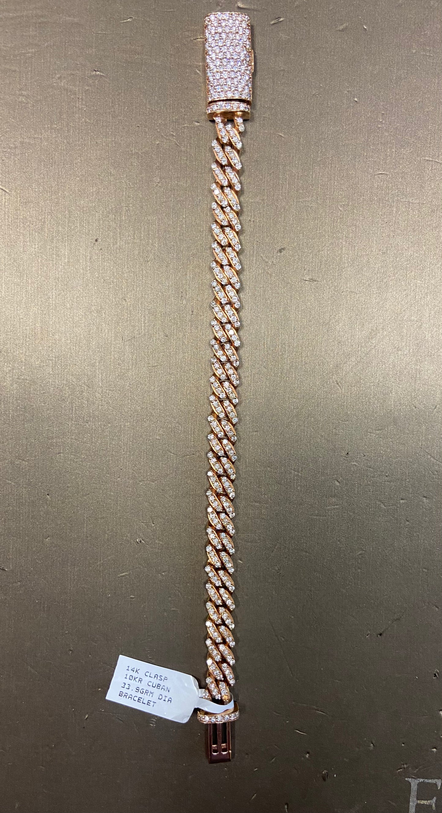10K Rose Gold Cuban Diamond Bracelet