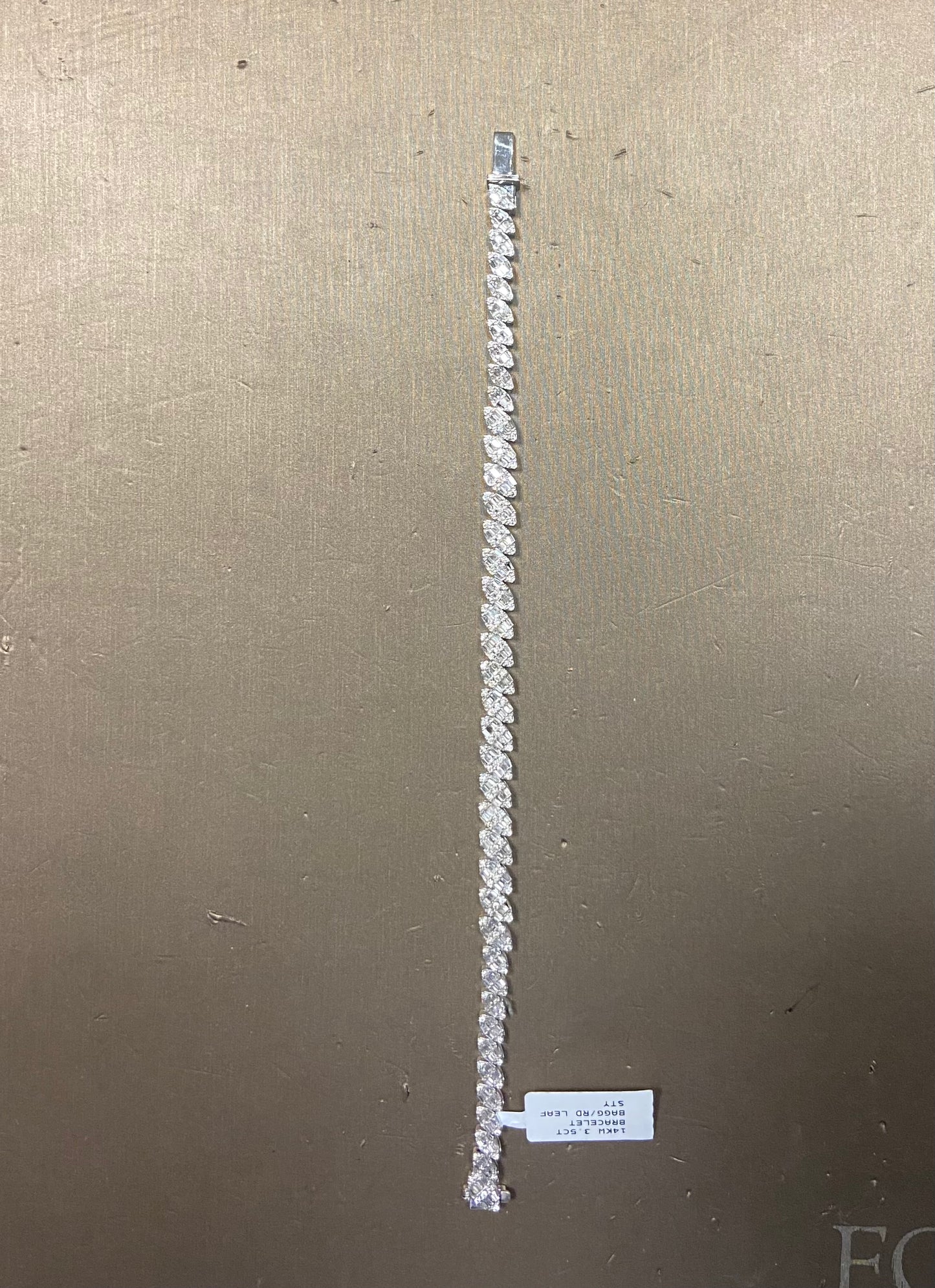 14K White Gold 3.5CT Leaf Style Bracelet